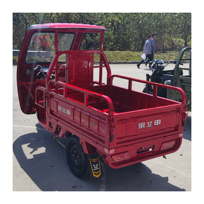 60V/72V Triciclo elettrico Cargo Dump Truck con cabina e tamburo anteriore Freno a tamburo posteriore